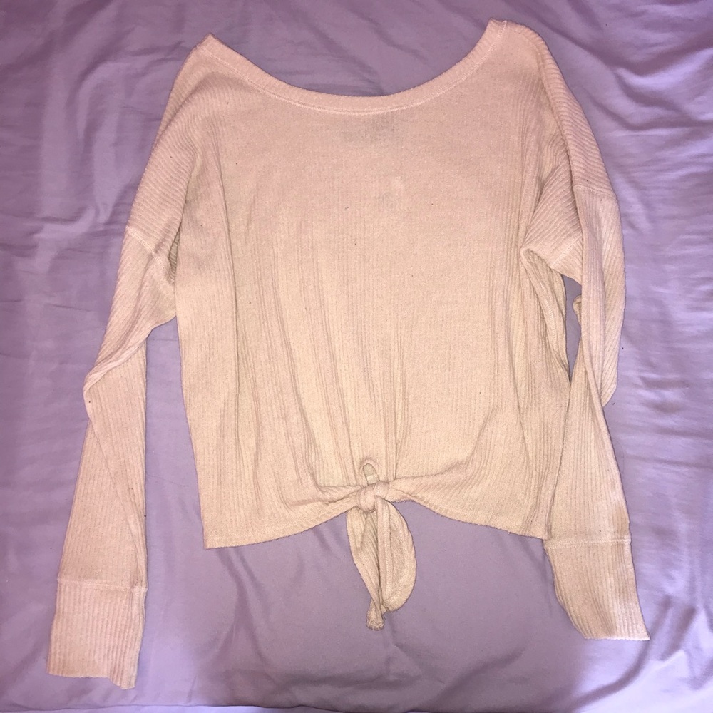 NEVER WORN! Cream sweater with tie detailing